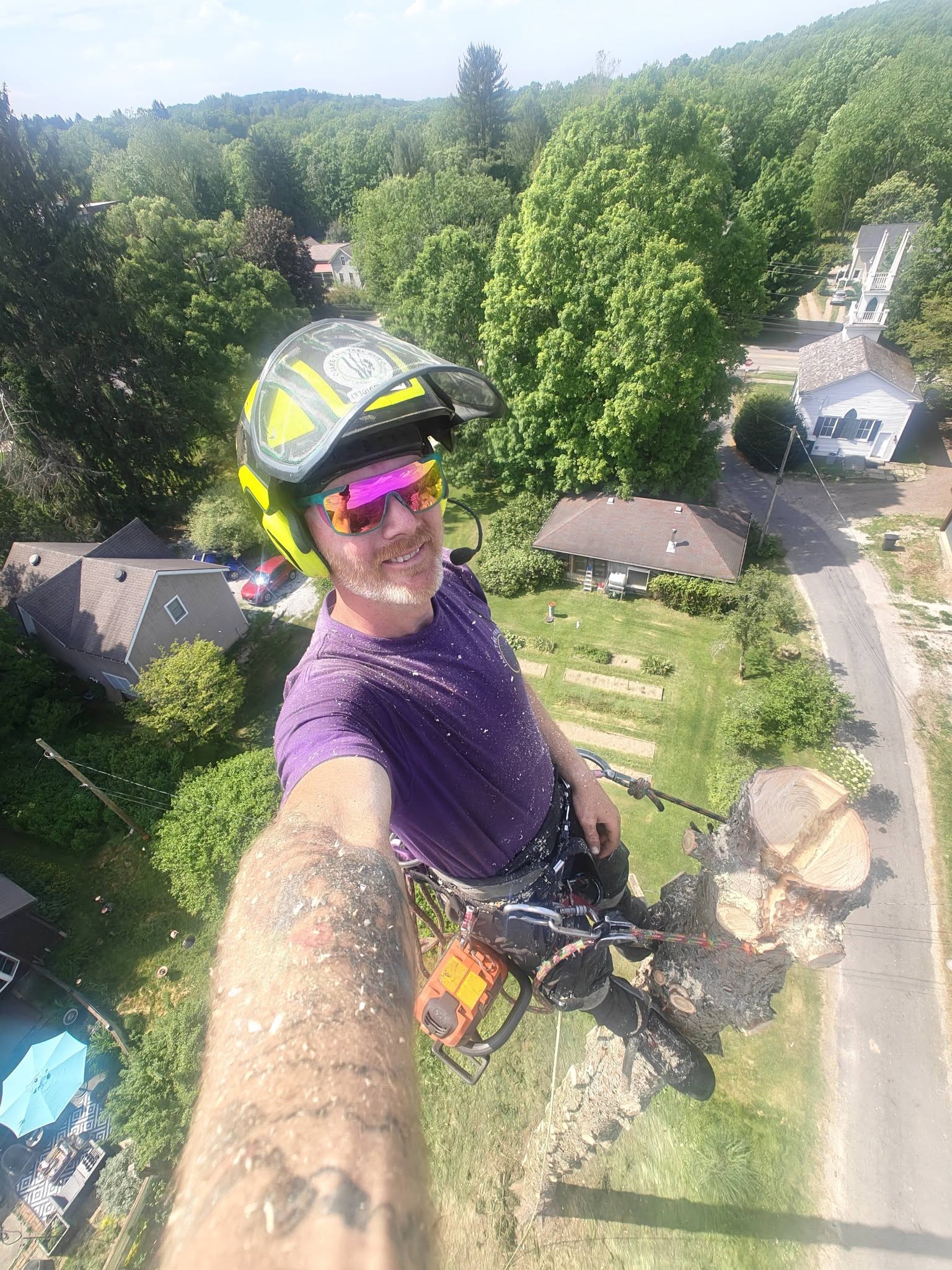 Jake high in a tree