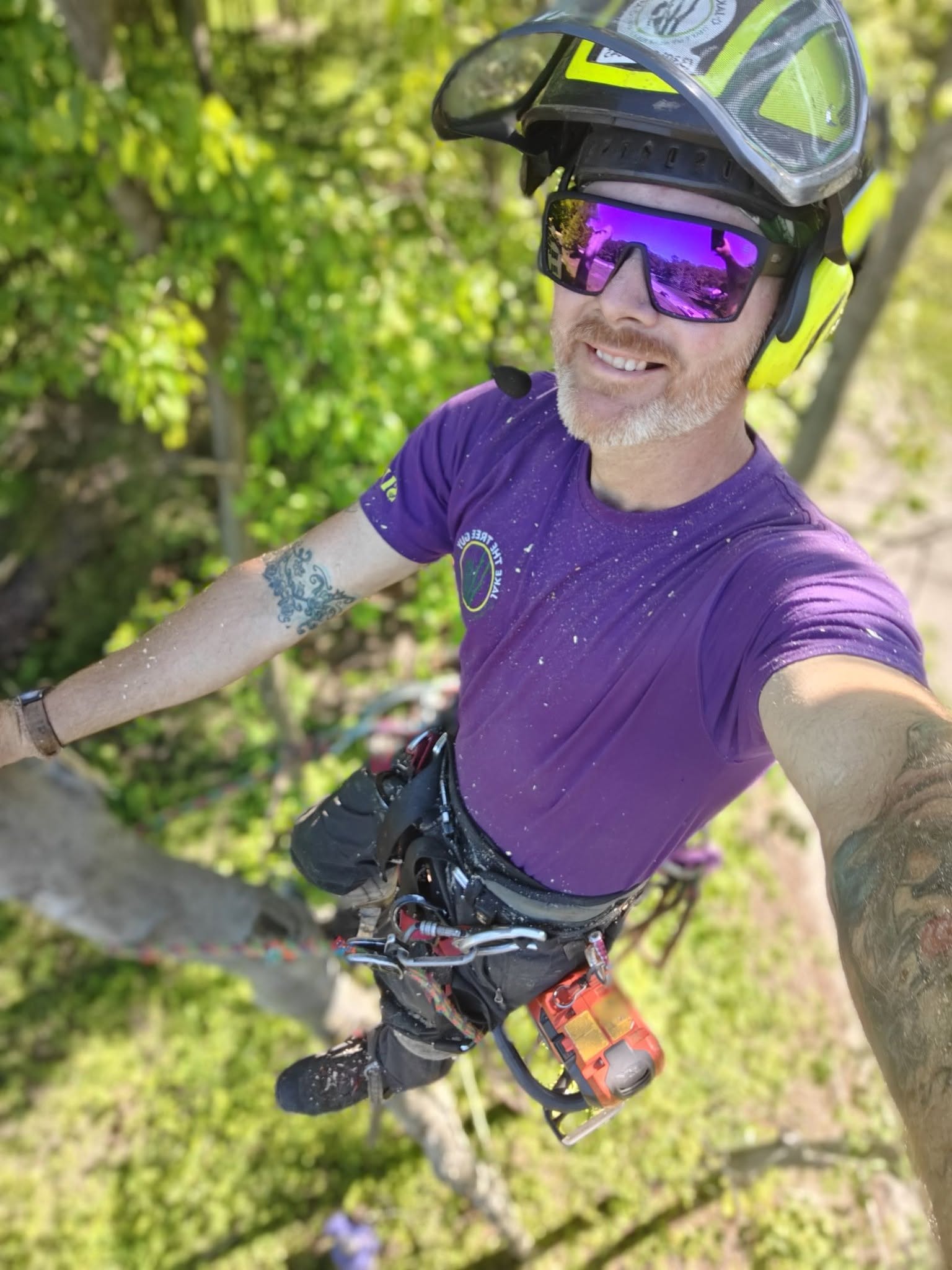 Jake high up in a tree